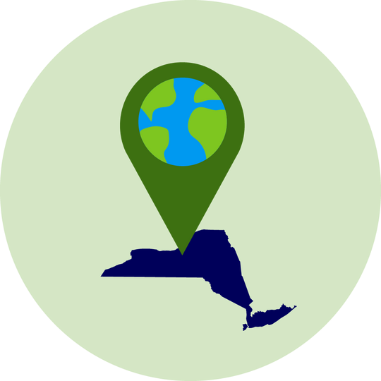 Location symbol on top of New York state